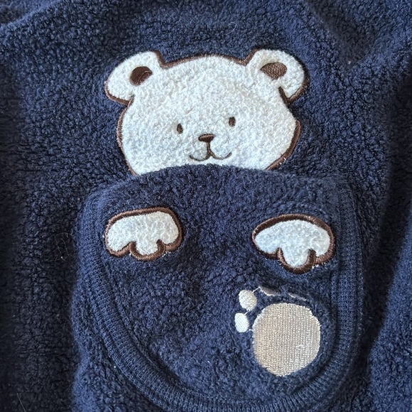 One piece navy blue overalls- very soft and warm 12 months with bear - Picture 3 of 6